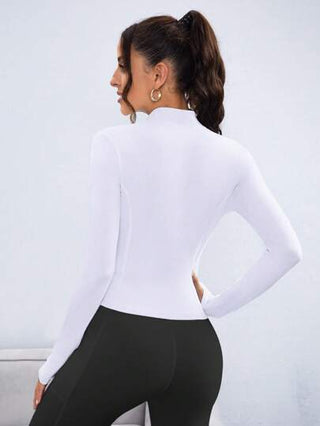 Sport Studio جاكيت رياضية نسائية بأكمام طويلة ولون سادة بسيطة للاستخدام اليومي