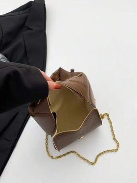 حقيبة كتف جلد زيتي قديمة 1قطعة، حقيبة كتف بلمسة سلسلة عصرية عفوية بطراز بانك، مصنوعة من مادة البولي يوريثان، حزام قابل للفصل، مناسبة للنساء لاستخدامها في الحياة اليومية والتواعد والتسوق والسفر وعيد الهالوين وعيد الميلاد