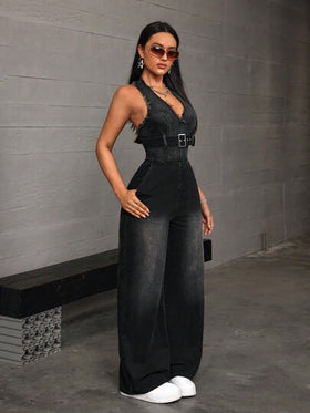 SHEIN ICON أفرول جينز بحاشية جذابة للنساء
