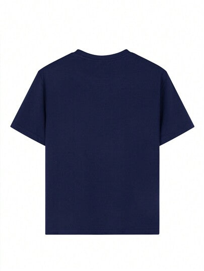 ملابس بناتي T-shirt كاجول مطبوع بأكمام قصيرة للفتيات المراهقات ، ملابس علوية صيفي ، ملابس طلاب