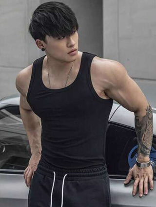 Manfinity Fitness تي شيرت رجالي رياضي أساسي بلون سادة بطراز صديق الحبيب للصيف، نمط المدرسة