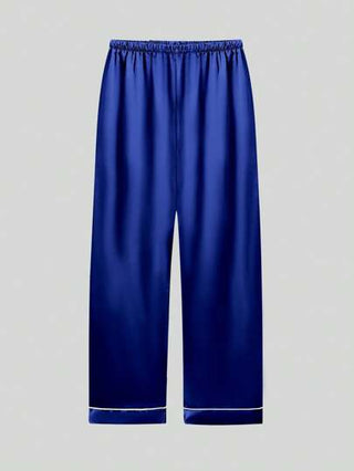 بيجاما طقم بيجاما بنات 2قطعة لسن المراهقة، توب بأكمام طويلة وبنطلون، اللون الأزرق الداكن