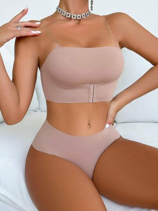 NudeFit حمالة صدر شفافة بإغلاق أمامي مجموعة من قطعتين، سلسلة الكاجوال، بدون آثار