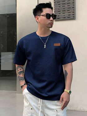 DAZY T-shirt كاجوال بأكمام قصيرة ورقبة مستديرة مطبوع عليه حرف لرجال الصيف