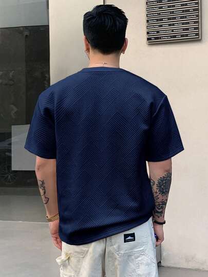 DAZY T-shirt كاجوال بأكمام قصيرة ورقبة مستديرة مطبوع عليه حرف لرجال الصيف