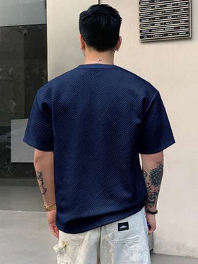 DAZY T-shirt كاجوال بأكمام قصيرة ورقبة مستديرة مطبوع عليه حرف لرجال الصيف