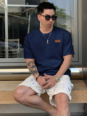 DAZY T-shirt كاجوال بأكمام قصيرة ورقبة مستديرة مطبوع عليه حرف لرجال الصيف