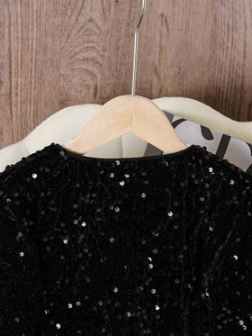SHEIN Elladie kids جاكيت أنيق و فخم للفتاة الصغيرة مع فراشة مزينة بخرز و شريط لامع، مثالي للحفلات، المناسبات الخاصة و الارتداء اليومي في فصل الخريف