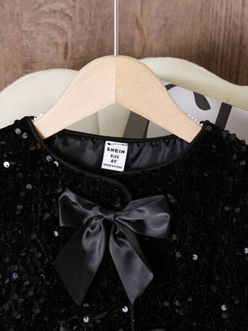 SHEIN Elladie kids جاكيت أنيق و فخم للفتاة الصغيرة مع فراشة مزينة بخرز و شريط لامع، مثالي للحفلات، المناسبات الخاصة و الارتداء اليومي في فصل الخريف