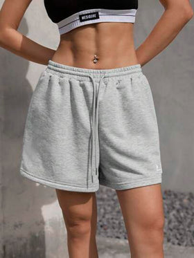 SHEIN EZwear شورتات رياضية صيفية فضفاضة كاجوال زهري مرن الخصر بتفاصيل بقع