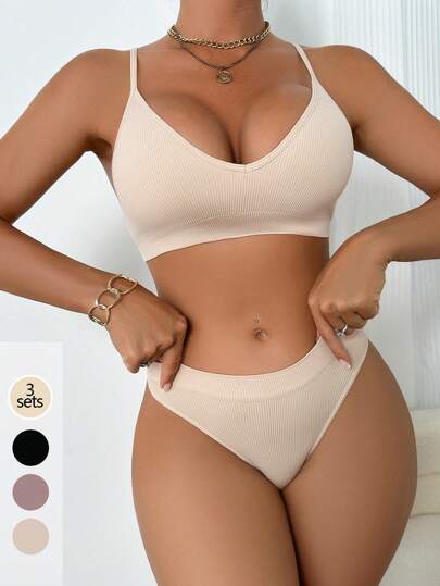 Shein Underwear&Sleepwear Basics 6قطعة/طقم سلس وبدون سلك تنورة قصيرة، طراز عادي