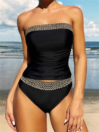 طقم تانكيني حريمي Swim Lushoire طقم تانكيني باندو منسوج مشترك للصيف للنساء