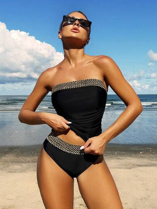 طقم تانكيني حريمي Swim Lushoire طقم تانكيني باندو منسوج مشترك للصيف للنساء