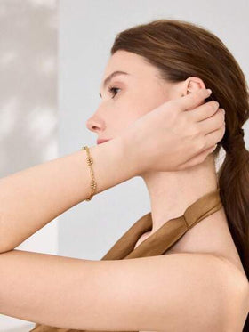 MOTF PREMIUM سوار بسلسلة رابطة مخرزة مطلي بالذهب عيار 18