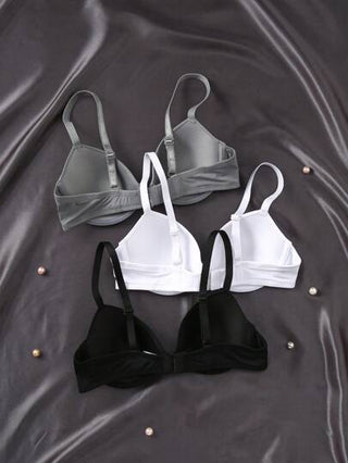 Shein Underwear&Sleepwear Basics 3قطع/طقم ملابس داخلية نسائية بدون سلك ذات لون موحّد