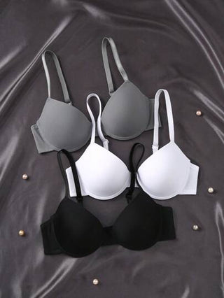 Shein Underwear&Sleepwear Basics 3قطع/طقم ملابس داخلية نسائية بدون سلك ذات لون موحّد