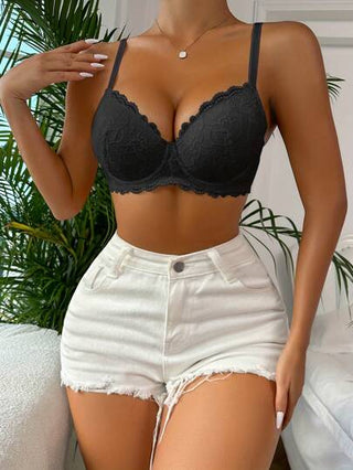 حمالة صدر دانتيل مثيرة مع تأثير رفع، حمالة صدر مريحة بسلك (كأس ب/ج) ، ملابس داخلية