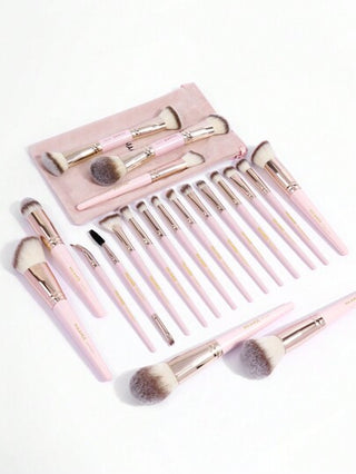 MAANGE 20 قطعة طقم فرش مكياج ناعمة، فرشاة بودرة فرشاة أحمر الخدود فرشاة concealer فرشاة التشكيل فرشاة تحديد الأنف فرشاة ظلال العيون فرشاة التلوين فرشاة الحواجب فرشاة eyeliner فرشاة الشفاه فرشاة التفاصيل + 1 حقيبة تخزين مخملية باللون الوردي ، أدوات...