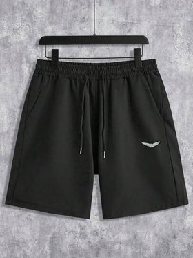 Manfinity Homme شورت رجالي بخصر رباط مطبوع بطيور