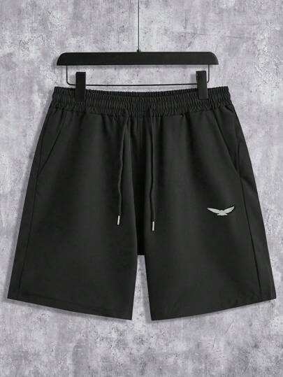 Manfinity Homme شورت رجالي بخصر رباط مطبوع بطيور