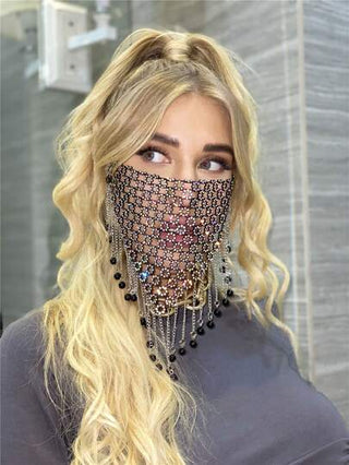 طقم تانكيني حريمي قناع الوجه لحفلات الموضة ، أكريليك ماس ، كرة بلورية ، إكسسوارات للوجه ، قناع وجه لحفلات متعددة المناسبات مناسب للهالوين/عيد الميلاد/