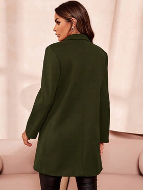 SHEIN Clasi معطف أنيق بياقة وأكمام طويلة وأزرار للنساء في فصلي الخريف والشتاء