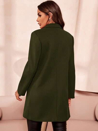 SHEIN Clasi معطف أنيق بياقة وأكمام طويلة وأزرار للنساء في فصلي الخريف والشتاء