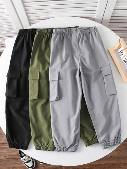 SHEIN بناطيل شحن ذات خيط للشباب مطبوع عليها حرف كاجوال
