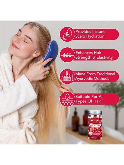 1/2/3/5 عبوات كبسولات سيروم زيت الشعر المرطب العميق - صيغة مرطبة وترميمية مع زيوت الأرجان والجوجوبا المغذية، فيتامينات أ، ج، ه-، وفيتامين ب5 للحصول على شعر ناعم وحريري وسهل التحكم به للنساء والرجال