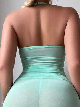 SHEIN 2قطعة/مجموعة ثوب نوم ليلي شفاف وجذاب للنساء الراشدات