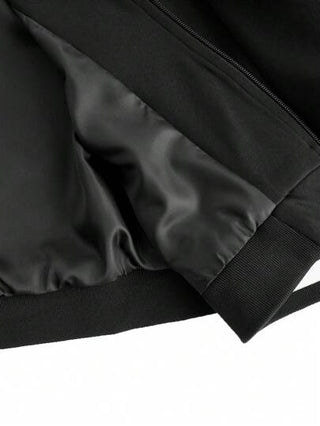 Manfinity Homme بلوزة رجالية كاجوال بياقة قاعدة البيسبول مع تريم متباين، الربيع والخريف