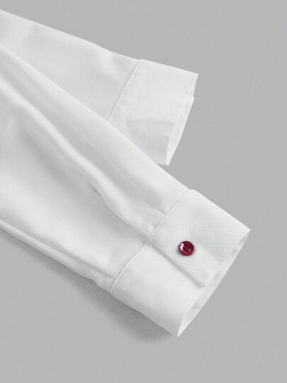 EZwear بلوزة نسائية رفيعة بتصميم مضفر لونها أحمر ، أكمام طويلة