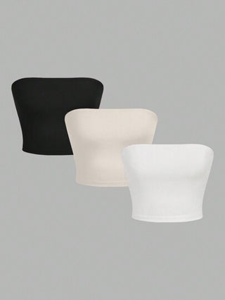 EZwear 3 قطع من ملابس علوية أنبوبي كاجوال مشدود ضيق للنساء الجذاب، صيف