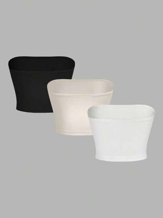 EZwear 3 قطع من ملابس علوية أنبوبي كاجوال مشدود ضيق للنساء الجذاب، صيف