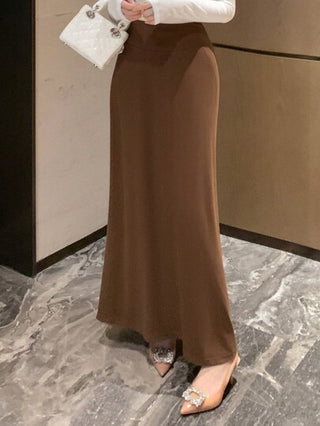 DAZY تنورة رمادية نسائية طويلة مسترخية الذيل، ملابس رمضان