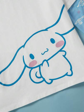 ملابس بناتي HELLO KITTY AND FRIENDS |  تي شيرت 2في1 بأكمام طويلة شبكي بطبعة كاريكتورية سيناموررول قطعة واحدة للفتيات الناشئات Cinnamoroll