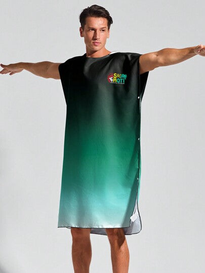 Surfspeed روب شاطئ كاردجان أزرار الظل الذكور، ملابس عطلة عفوي