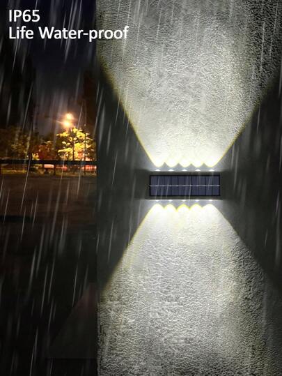 ضوء جداري خارجي يعمل بالطاقة الشمسية 10 أضواء LED، حجم كبير، ضوء دافئ/أبيض، مناسب لتزيين الحديقة والسياج والأعمدة (قطعة واحدة/قطعتان/6 قطع) ديكور الموسم، ديكور المنزل، ديكور خارجي