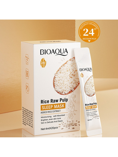 BIOAQUA 20 قناع وجه مستخلص من الأرز، قناع DIY، صيغة مرطبة، يساعد على تحسين المسام وشد البشرة، يحتوي على مستخلص الأرز، مغذي ومرطب، مناسب لجميع أنواع البشرة، العناية الكورية بالبشرة