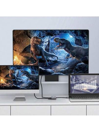 محول من منفذ USB C إلى HDMI متوافق مع VGA ومنفذ USB 3.0 متوافق مع Switch OLED وهاتف محمول وكمبيوتر محمول وسطح المكتب متوافق مع MacBook