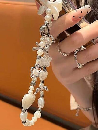 اسورة هاتف بنمط باروك مزخرفة بالخرز، سلسلة حقيبة يد فاخرة، سوار، رباط الكاميرا،, سلسلة مفاتيح مزين بفراشة مصنوعة من لؤلؤ اصطناعي، هدايا للأم والعائلة والأصدقاء لأعياد الميلاد والمناسبات، إكسسوارات هاتف