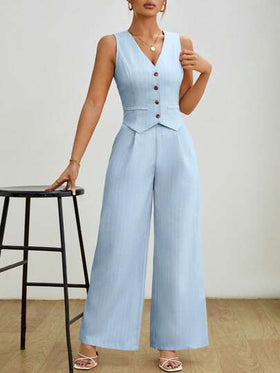 SHEIN PETITE طقم قطعتين بشريط للسيدات بدلة صيفية سترة قطعتان
