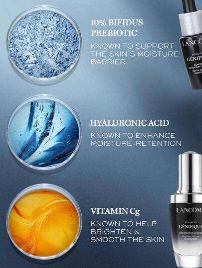 Lancôme تركيز جينيفيك المتقدم من لانكوم لتنشيط الشباب 30 مل ، يرطب ويكسب البشرة ملمسًا مشدودًا، مع بريبيوتك البيفيدوس وحمض الهيالورونيك وفيتامين سي جي