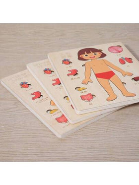 نموذج لغز خشبي للتشريح البشري قطعة واحدة، لعبة تعليمية للرضع والأطفال الصغار، تعلم الوعي الذاتي للأعضاء الجسدية