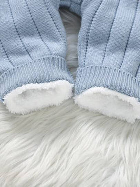 SHEIN Vintaside Kids رومبير رضيع ولد ذات أكمام طويلة مرتبة بالإبرة بأزرار منفردة مع قبعة جذابة قطعة واحدة