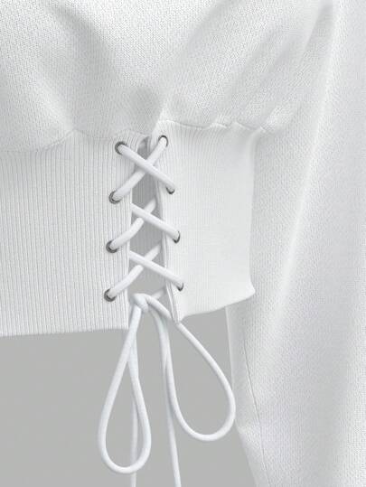 EZwear معطف أبيض مصنوع من الأنسجة المحبوكة للسيدات، ملابس علوية بأكمام طويلة للخريف/الشتاء