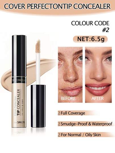 the SAEM غطاء عيوب سائل، متوفر بألوان متعددة، يغطي البثور والهالات السوداء، يضيء البشرة، 6.5غ