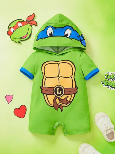 TEENAGE MUTANT NINJA TURTLES X  بدلة رضيع ذات غطاء على شكل رومبير مطبوعة برسوم كرتونية عارضة