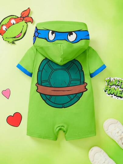 TEENAGE MUTANT NINJA TURTLES X  بدلة رضيع ذات غطاء على شكل رومبير مطبوعة برسوم كرتونية عارضة