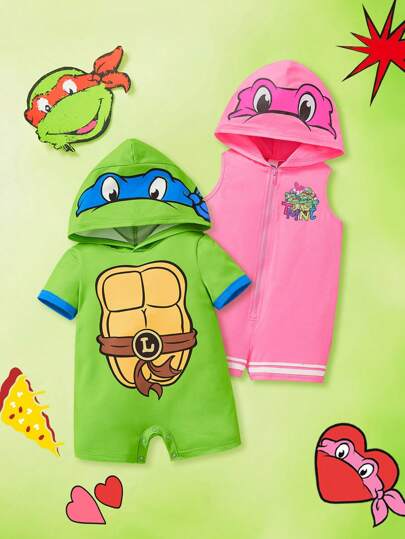 TEENAGE MUTANT NINJA TURTLES X  بدلة رضيع ذات غطاء على شكل رومبير مطبوعة برسوم كرتونية عارضة